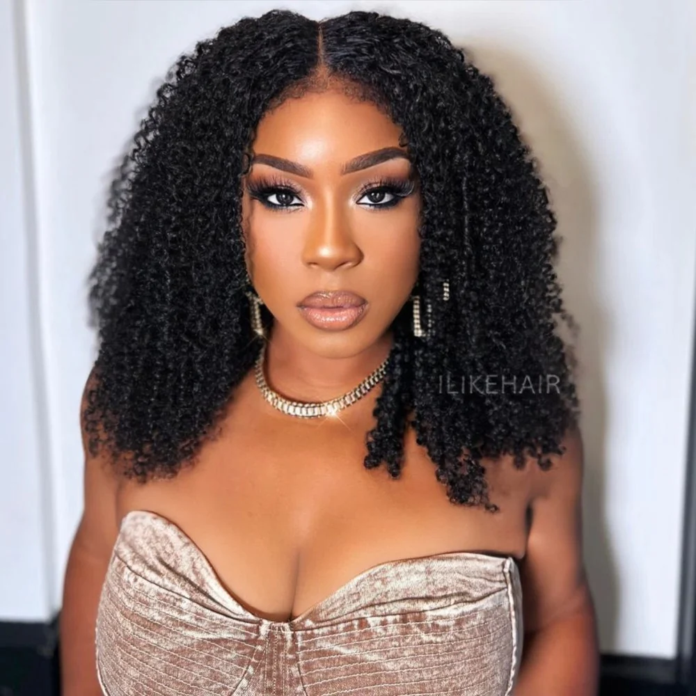 Customize Link Afro Curly Lace Frontal Wig With 3C Hybrid Hairline