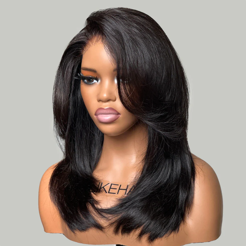 Glueless Shaggy Layered Cut With Side-swept Bangs 5x5 Lace Closure Wig