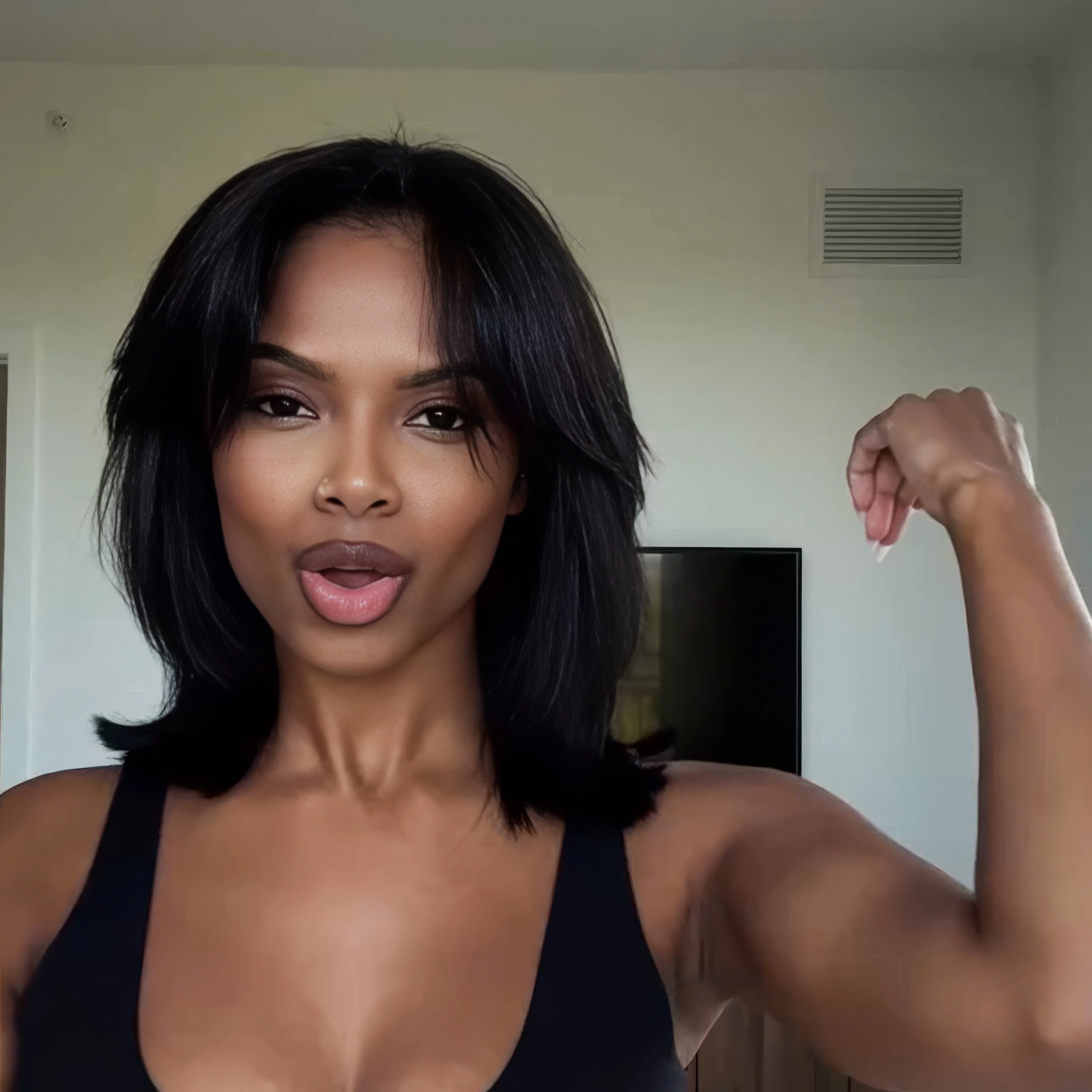 Face-Framing Sleek Swoop Bangs Layered Bob 5x5 Lace Human Hair Wig