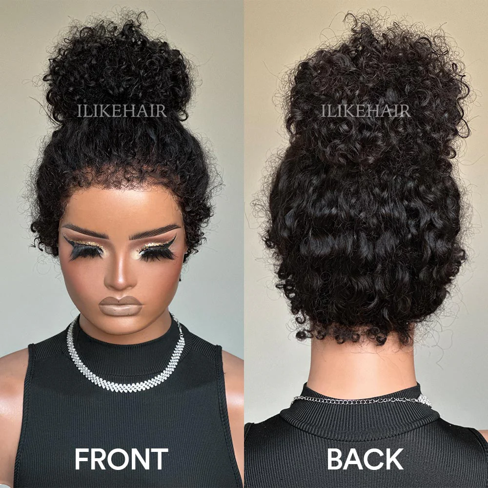 Versatile Front & Back Curly 13x4 Lace Frontal With Curly Edges Wig