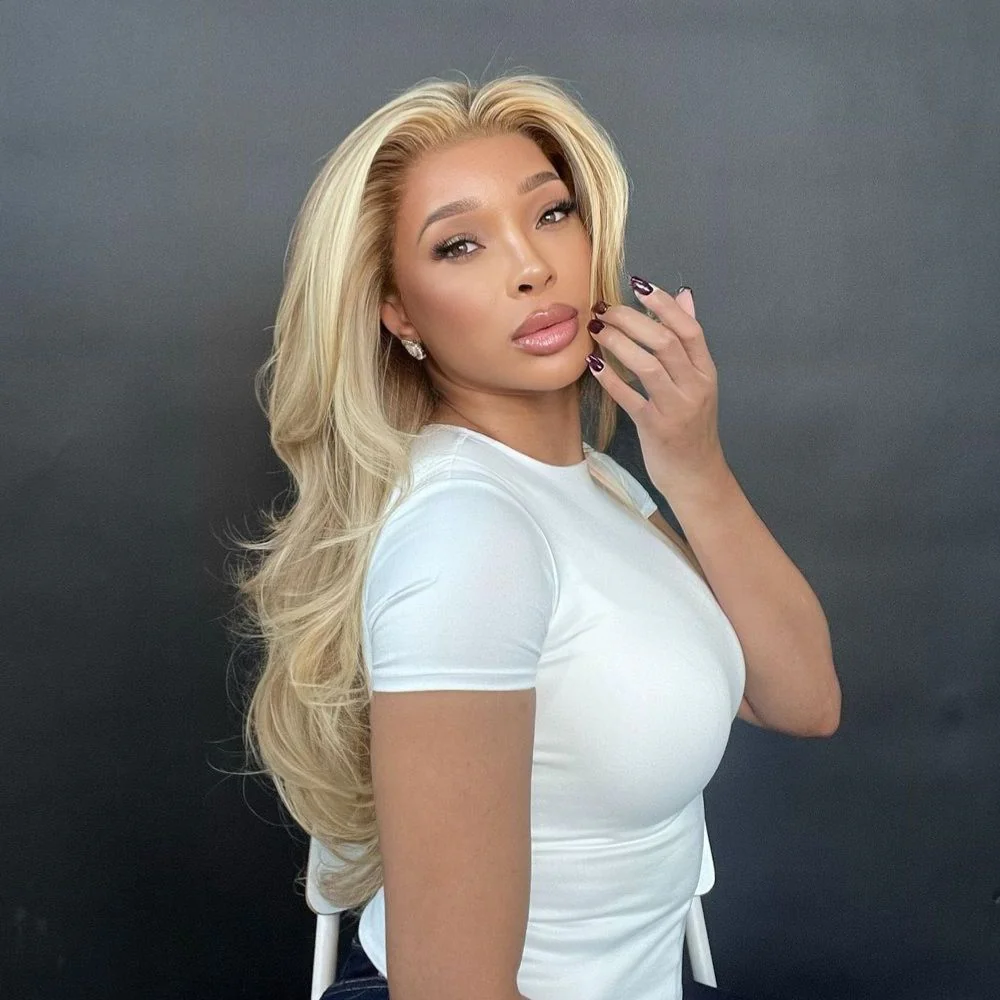 Blonde 613 Wavy Layered Cut 13x4 Frontal Lace Human Hair Wig