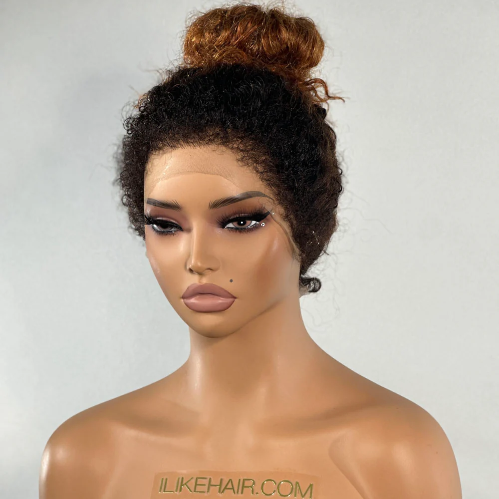 Ombre  Brown Front & Back Curly Edges 13x4 Lace Frontal Curly Wig
