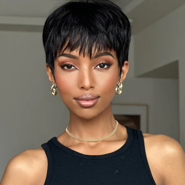 ILIKEHAIR Pixie Cut Glueless Wig with Bangs