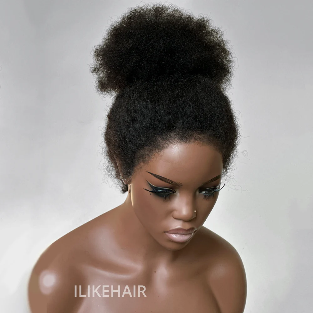 Realistic Afro Curly With 4C Kinky Edges 13x4 Lace Frontal Wig
