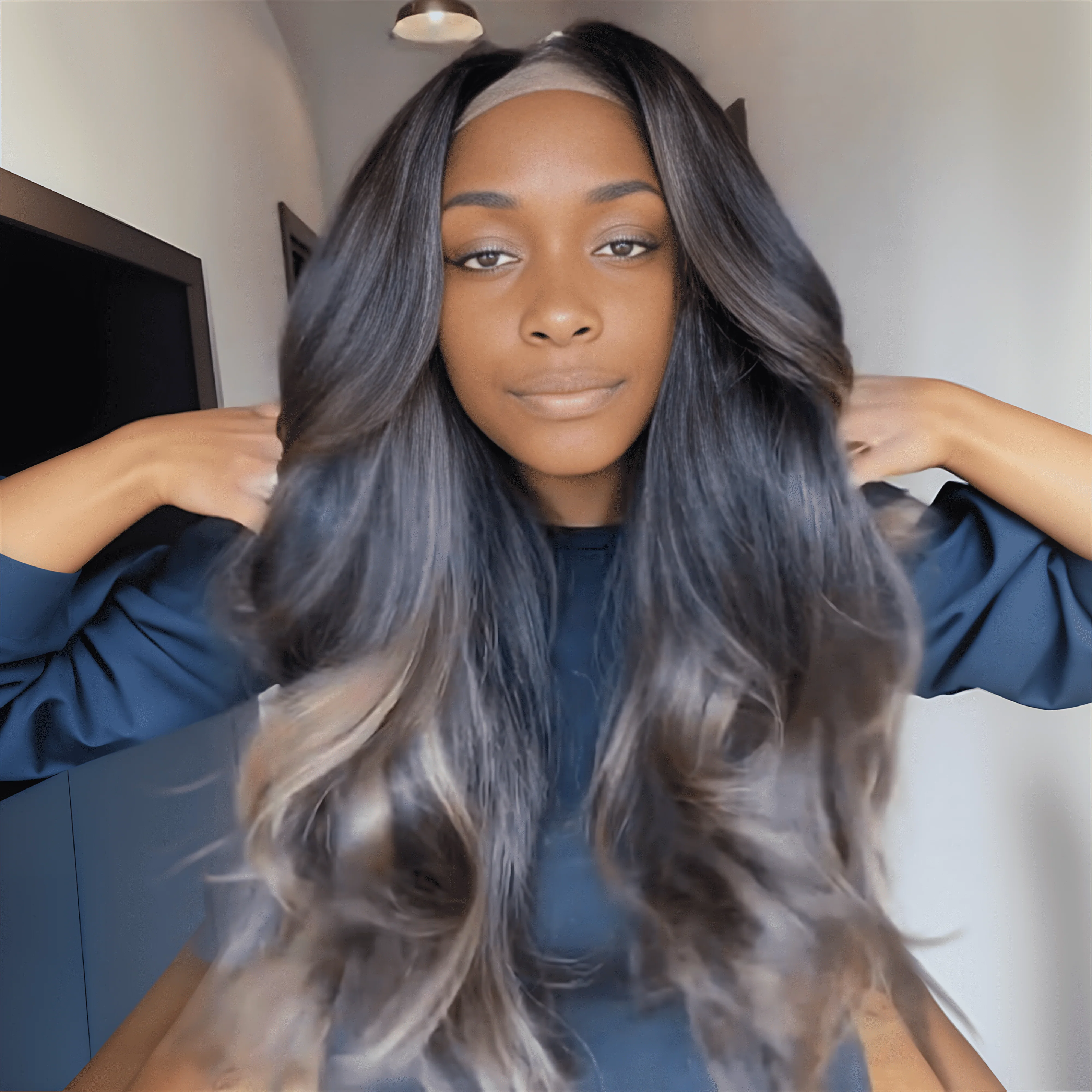 Body Wave With Blonde Highlight Layered Cut 5��5 Lace Closure Wig