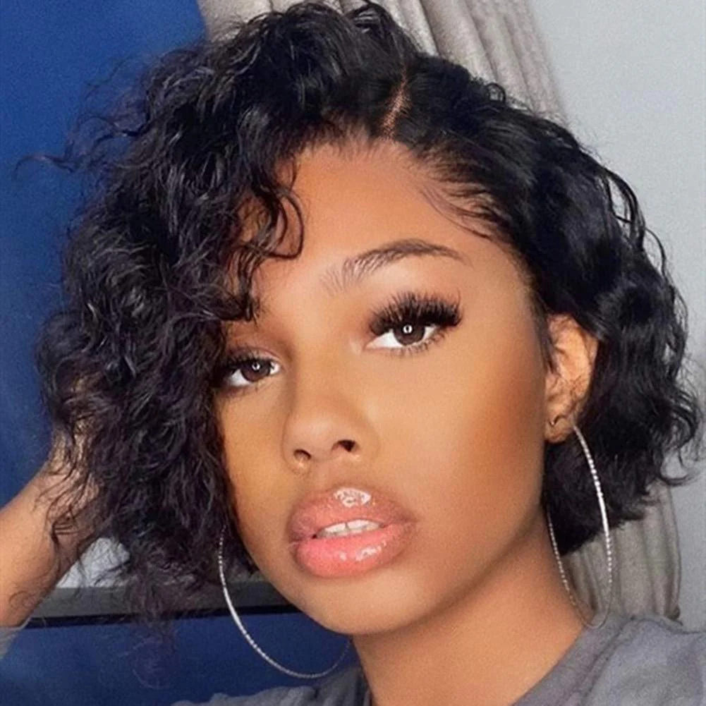 Short Curly Bob Human Hair Lace Frontal Wig