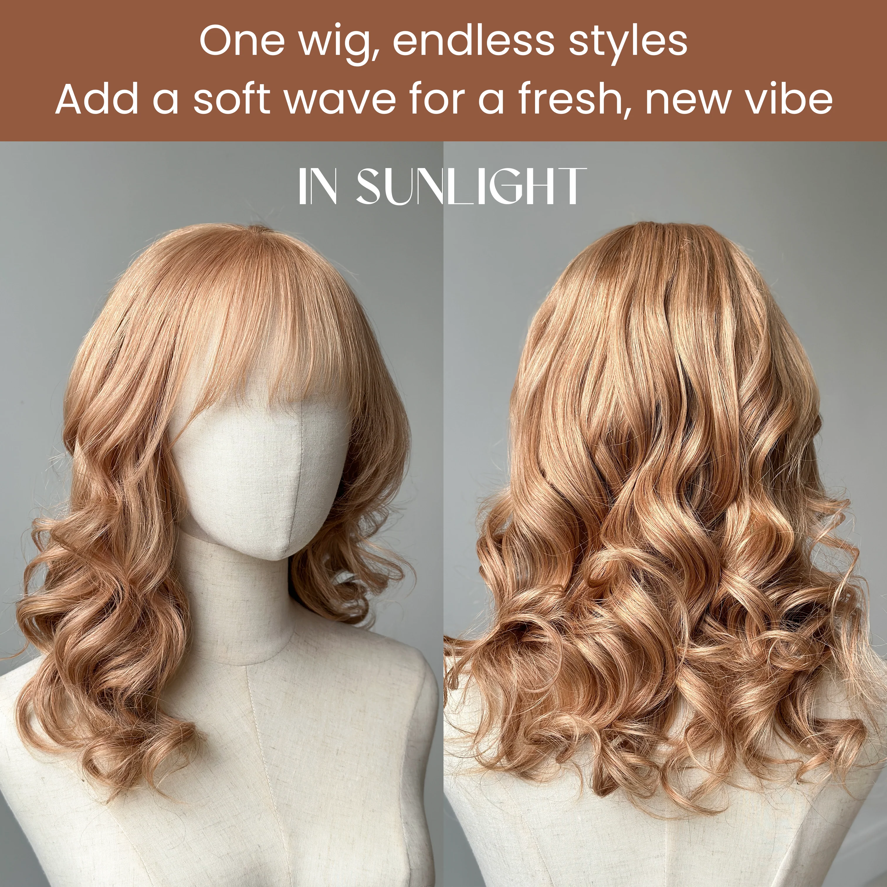 Honey Blonde Hair Wig With Bangs Glueless 13x4 Frontal Lace Wig 100% Human Hair