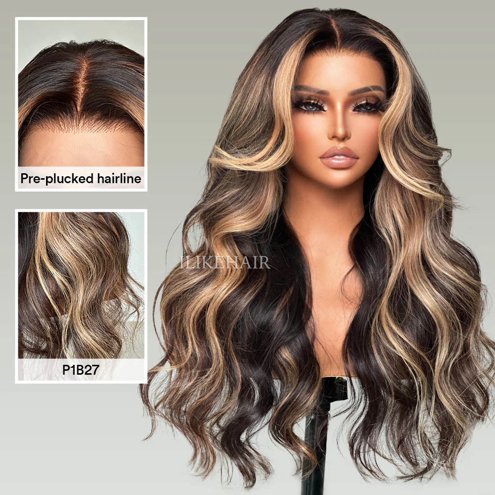 P1B/27 Blonde Highlight Long Body Wave Lace Wig