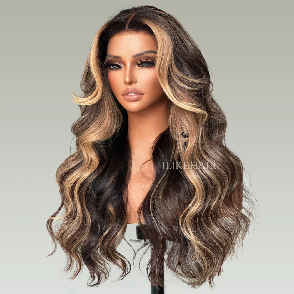 P1B/27 Blonde Highlight Long Body Wave Lace Wig