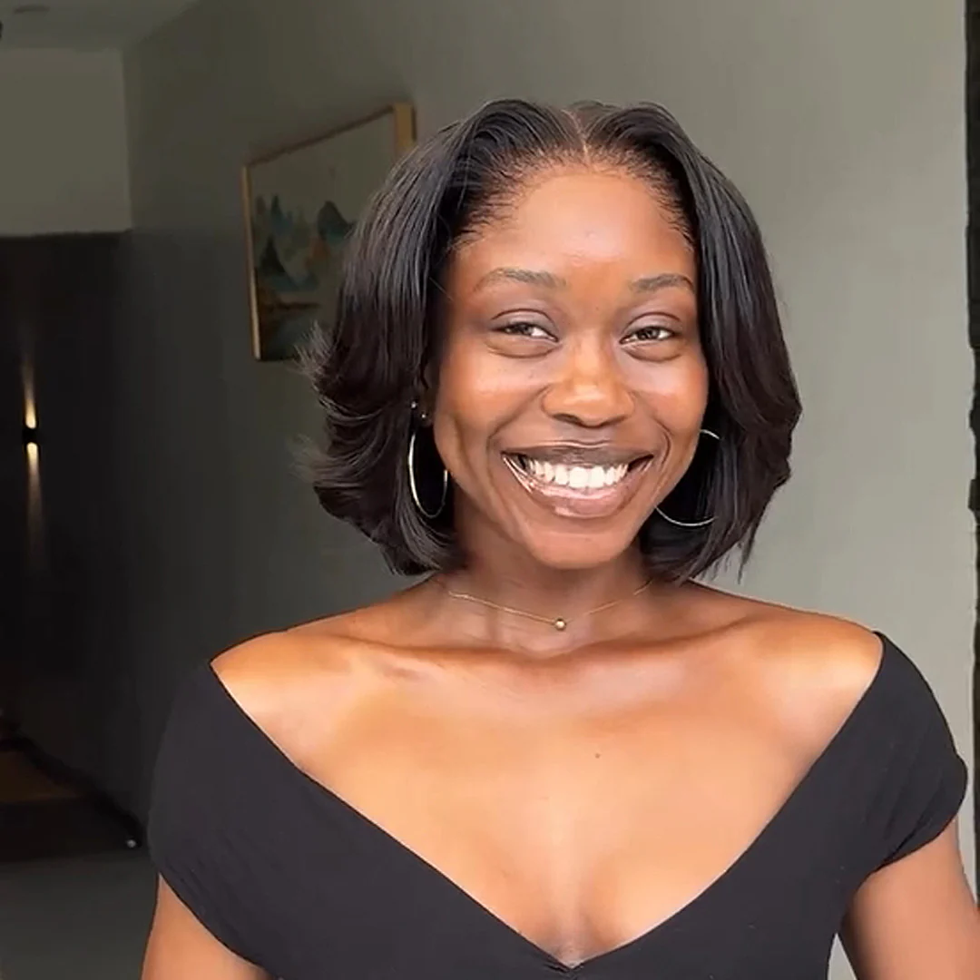 Glueless Blowout Layered Cut Bob 5x5 Lace Closure Wig