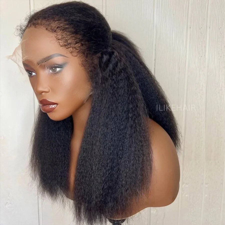 Kinky Straight 13x4 HD Lace Front With 3C Hybrid Hairline Wig
