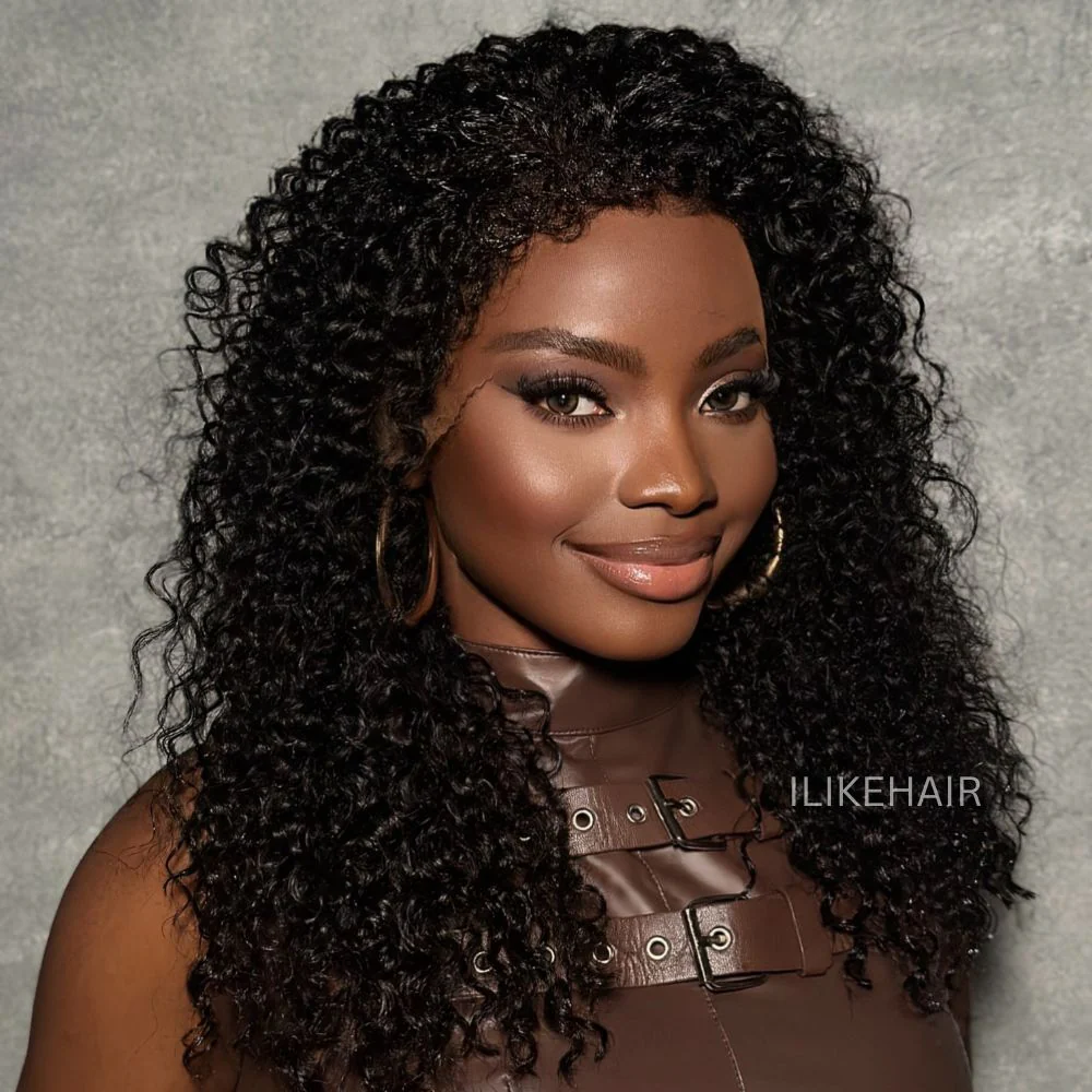 Versatile Front & Back Curly 13x4 Lace Frontal With Curly Edges Wig