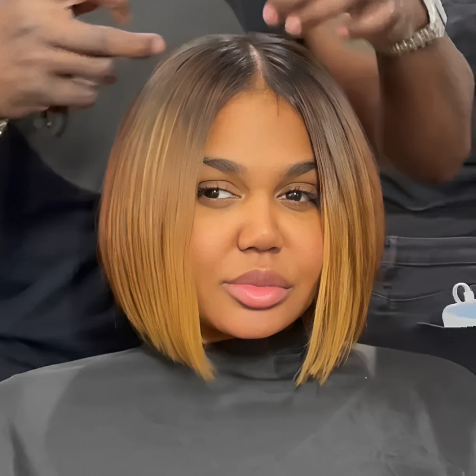 Ombre Honey Blonde With Brown Bob 5x5 Lace Wig