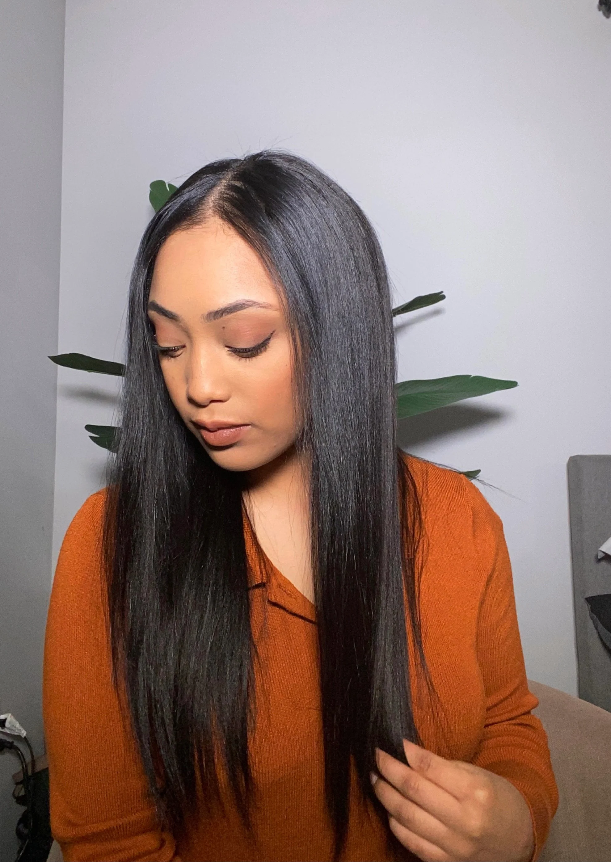Thin Leave Out I Part Wig Yaki Coarse Straight