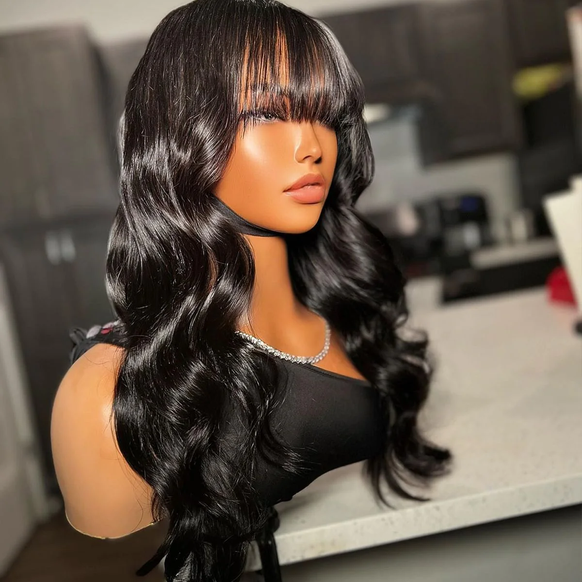 Body Wave With Bangs Glueless Lace Wig