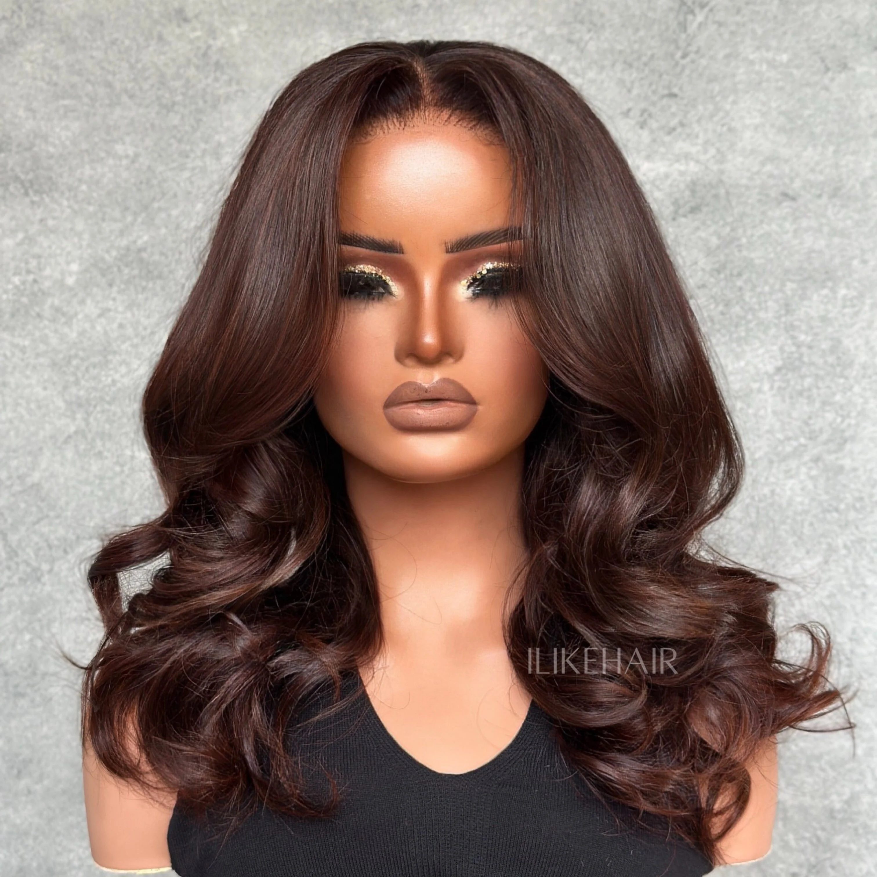 Dark Brown Glueless Body Wave Lace Closure Wig