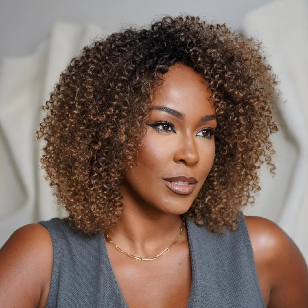 Put On & Go Short Ombre Dark Brown Curly Wig