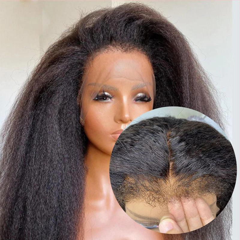 Kinky Straight Hd Lace Frontal With 4C Kinky Edges Wig