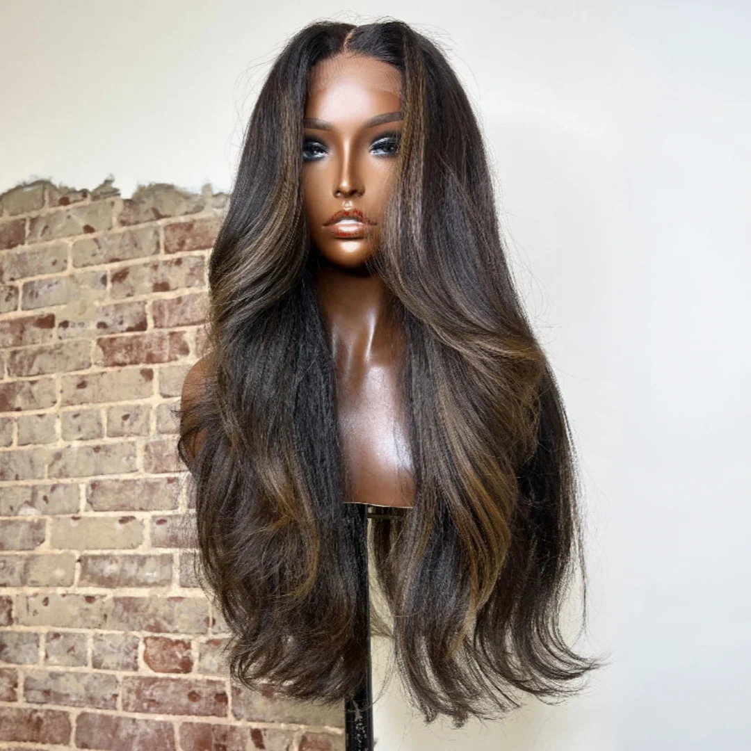 Body Wave With Blonde Highlight Layered Cut 5��5 Lace Closure Wig
