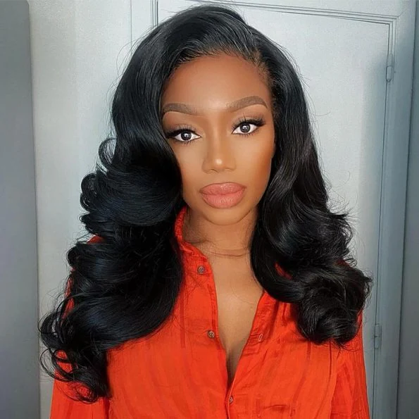 Inspired Layered Cut Wavy With Side Bangs Lace Wig
