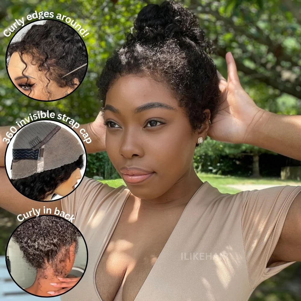 360 Lace Curly Invisible Strap With Curly Edges Wig