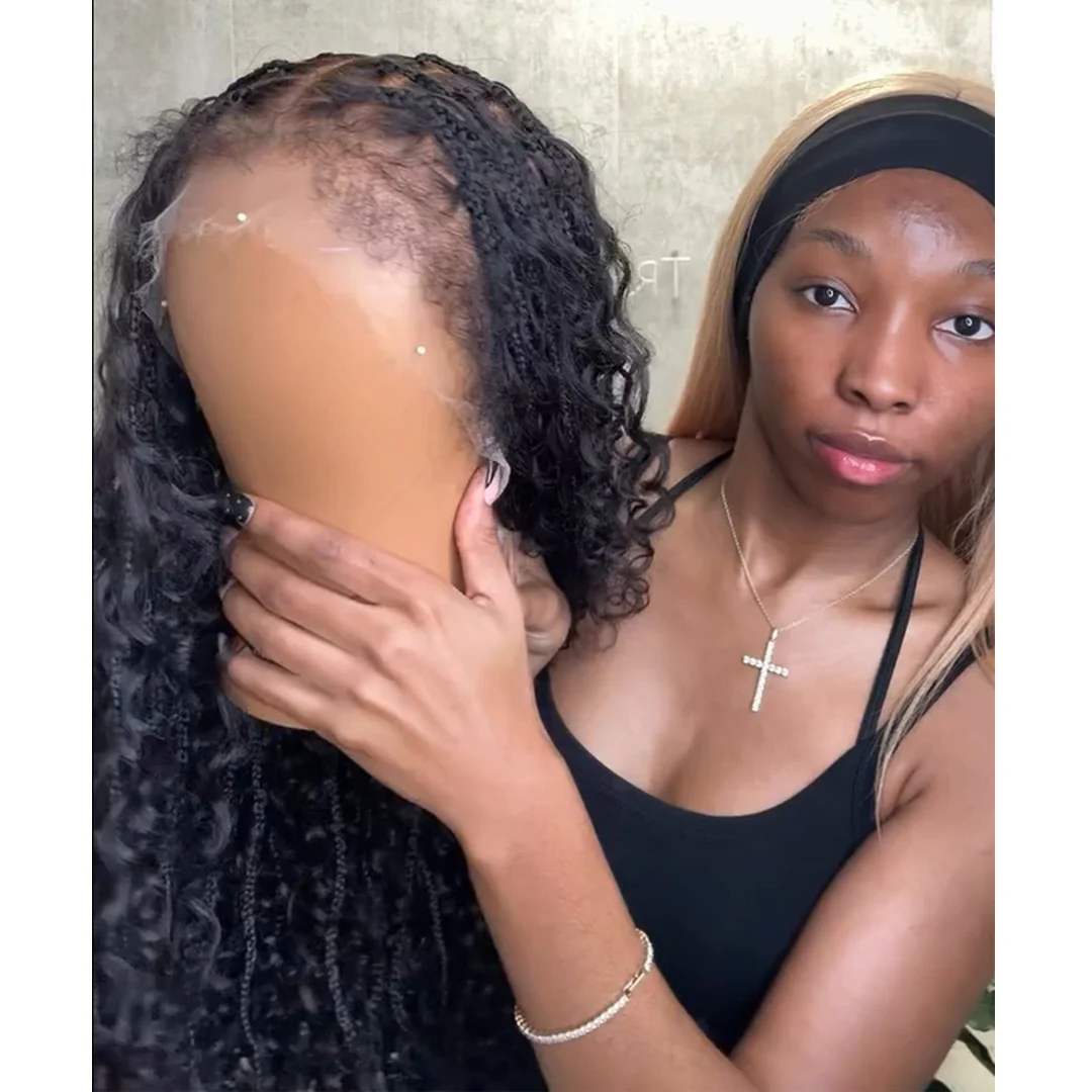 Tangleless Full Lace Bohemian Braided Curls Invisi Drawstring Wig With 4c Hybrid Hairline