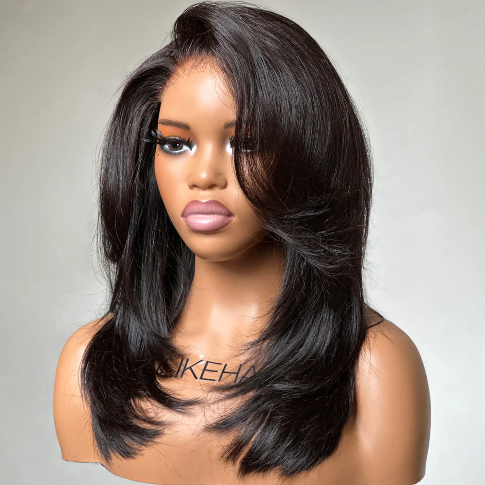 Glueless Shaggy Layered Cut With Side-swept Bangs 5x5 Lace Closure Wig