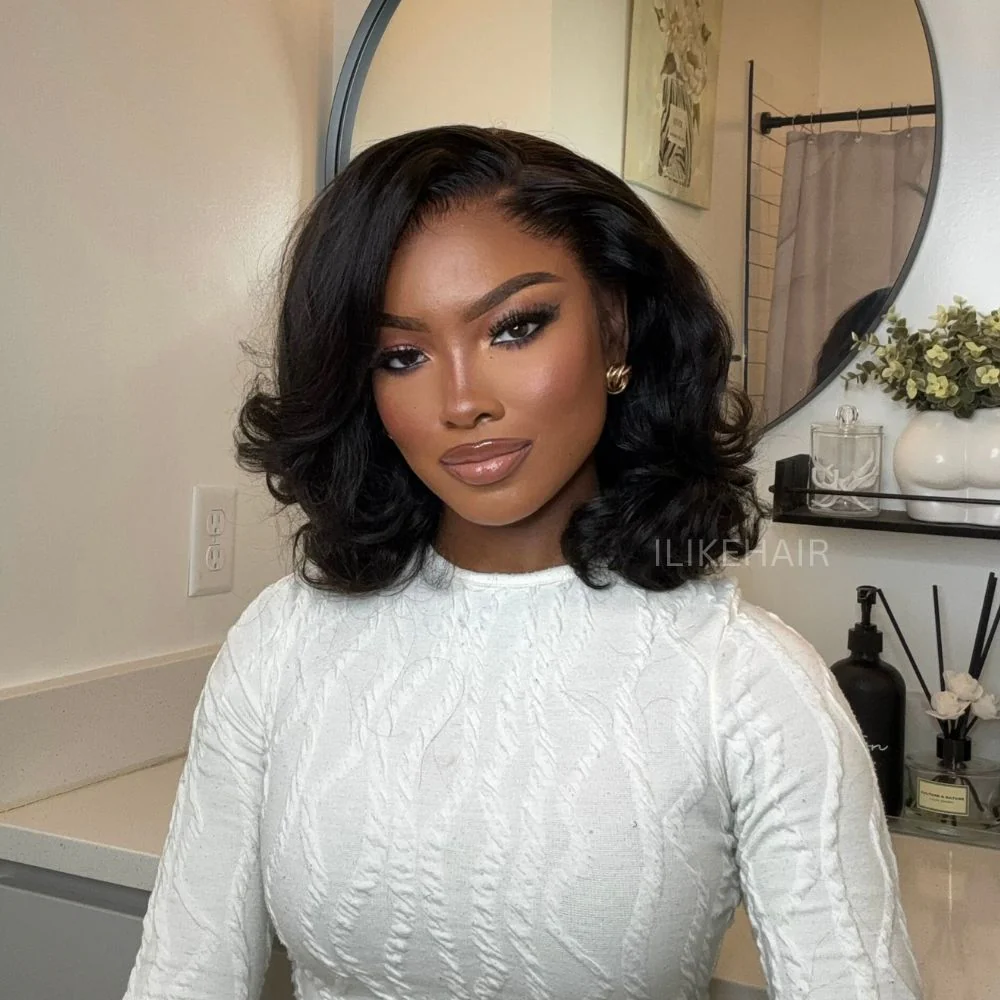 Designer Layered Bob Short Wavy Lace Wig