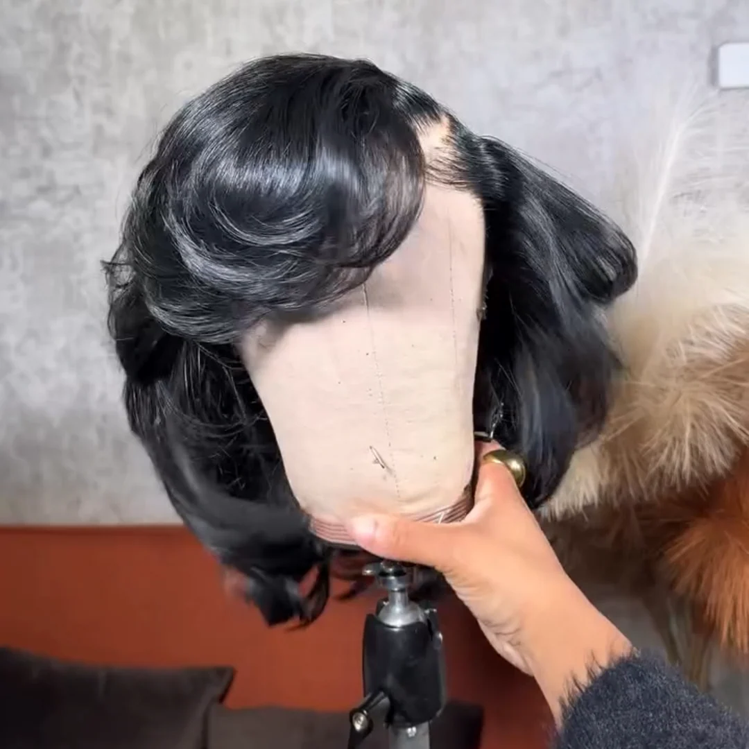 Trendy Side Part Layered Cut Blowout Bob Frontal Lace Wig