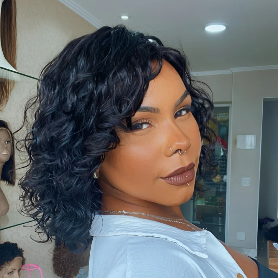 Wet Short Water Wave Bob 13��4 Lace Front Wig