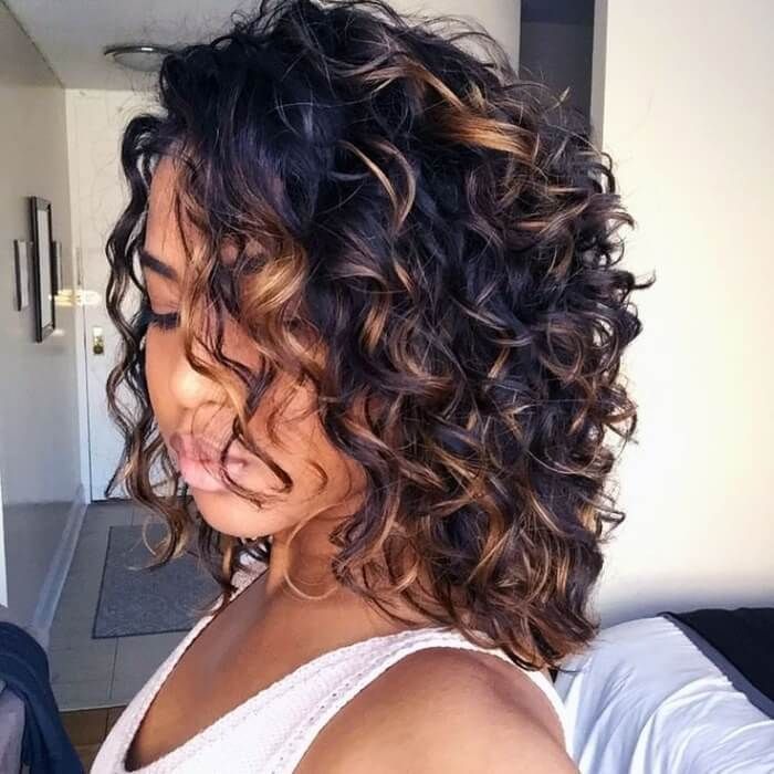 Short Bob Bouncy Loose Curly Blonde Highlight Lace Front Wig