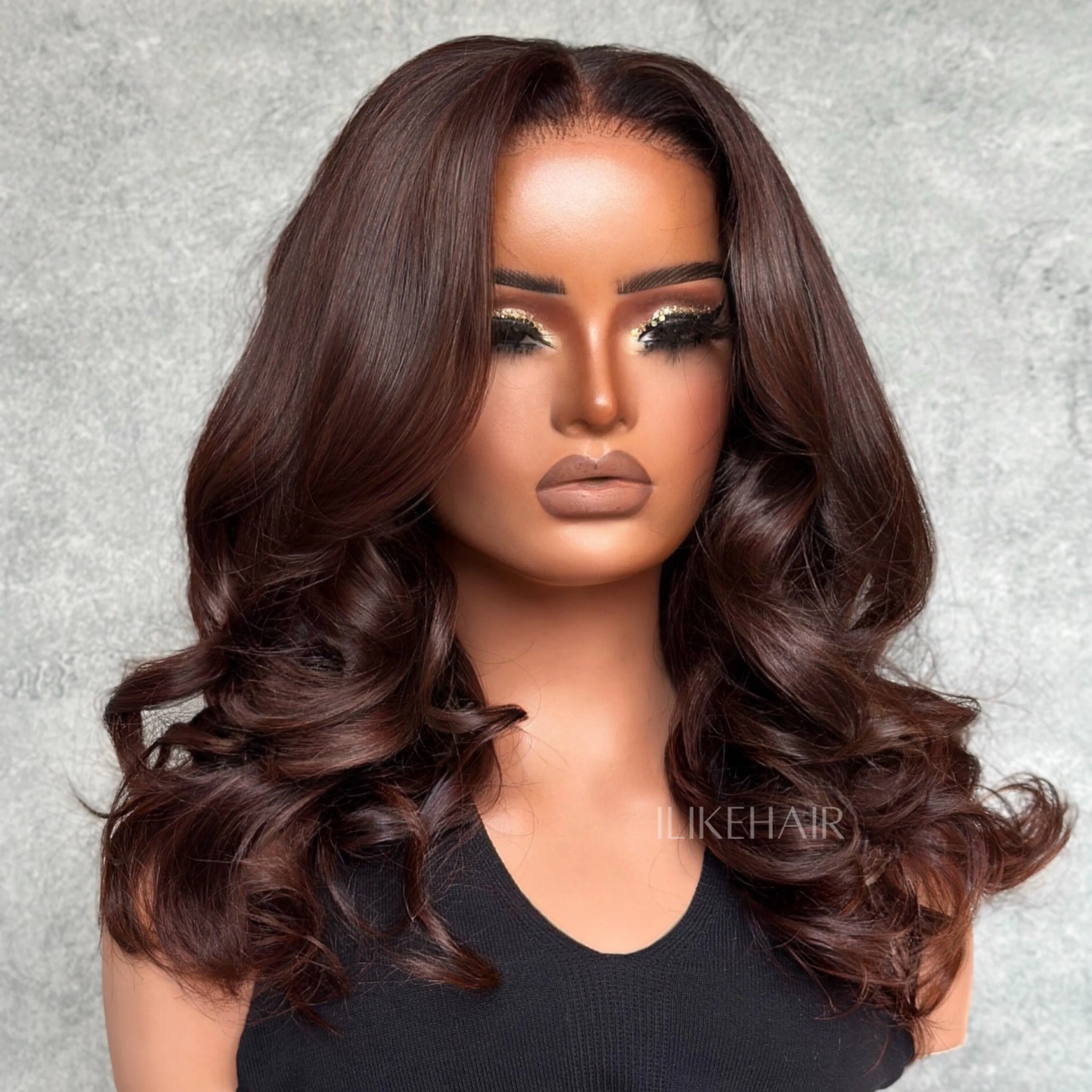 Dark Brown Glueless Body Wave Lace Closure Wig
