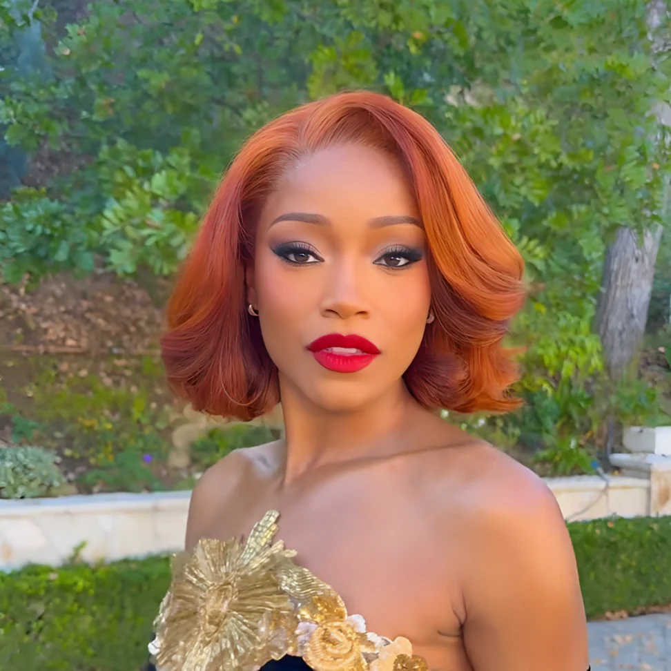 Reddish Brown Layered Cut Blowout Bob Wave 13x4 Lace Frontal Wig