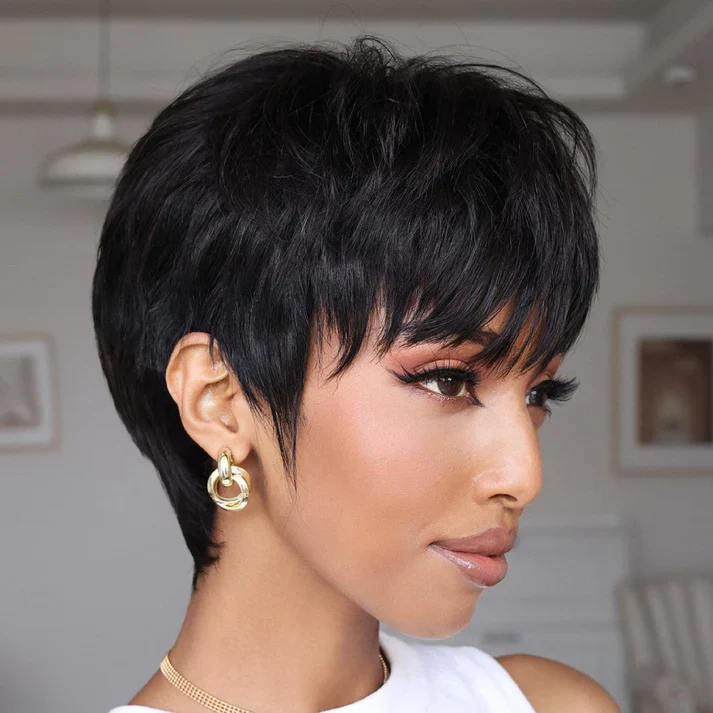ILIKEHAIR Pixie Cut Glueless Wig with Bangs