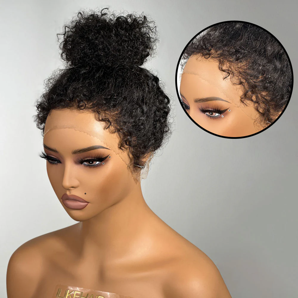 Ventilated Realistic Curly 13x4 Lace Frontal With Curly Edges Wig