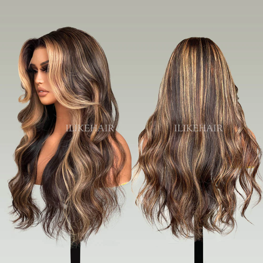 P1B/27 Blonde Highlight Long Body Wave Lace Wig