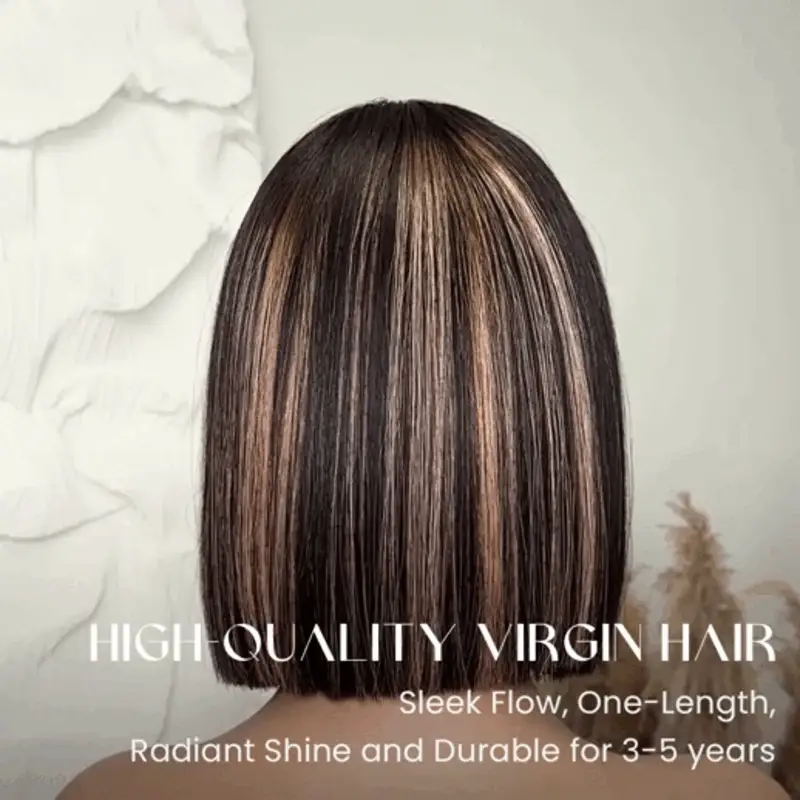 Highlight Adjustable Cap Virgin Hair Bob HD Lace Wig