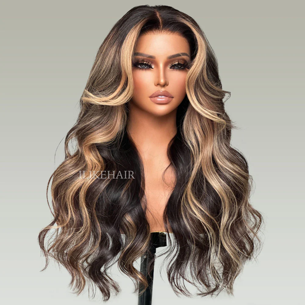 P1B/27 Blonde Highlight Long Body Wave Lace Wig