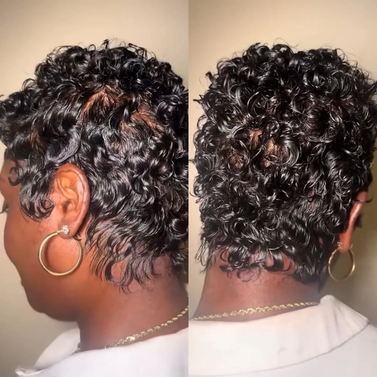 Full Lace Wave Curls Short Pixie Cut Wig