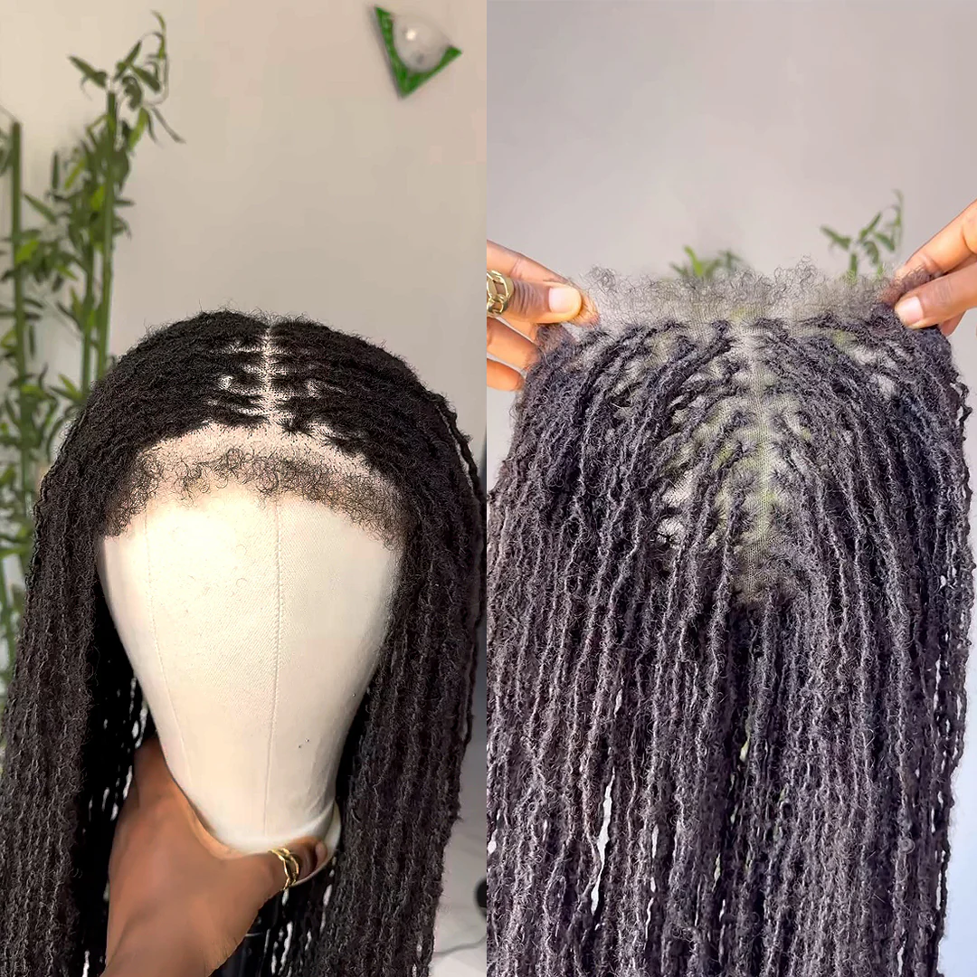 Full Lace Long Twisted Sisterlocs Braids Bohemian Invisi Drawstring Wig