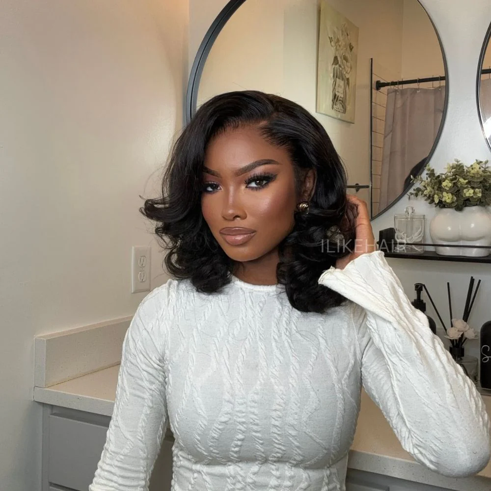 Designer Layered Bob Short Wavy Lace Wig