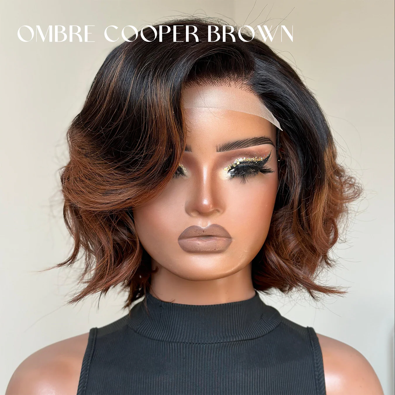 Natural Black Layered Fluffy Bob 5x5 Lace Closure Wig