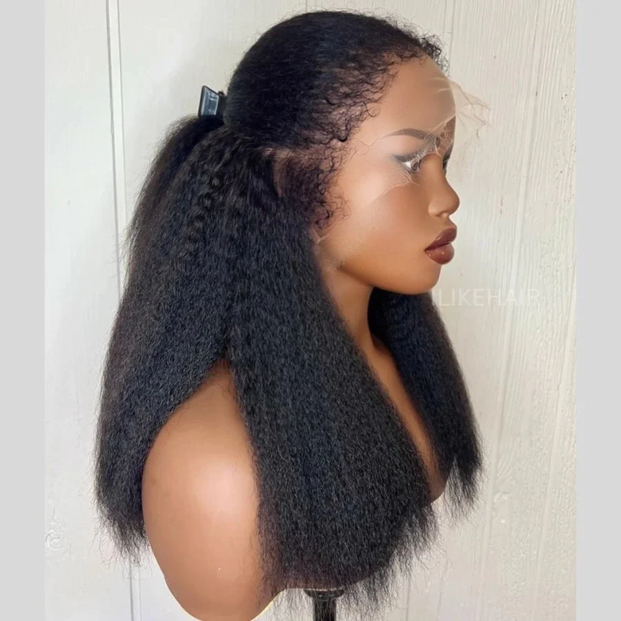Kinky Straight 13x4 HD Lace Front With 3C Hybrid Hairline Wig