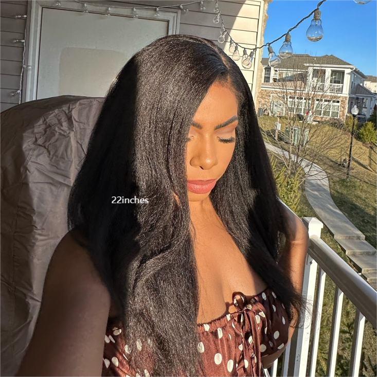 Kinky Straight Hd Lace Frontal With 4C Kinky Edges Wig