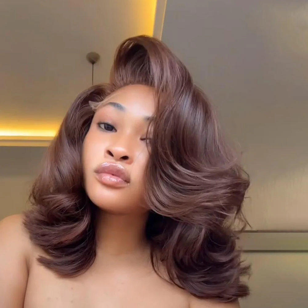 Dark Brown Layered Cut 5x5 Lace Body Wave Bob