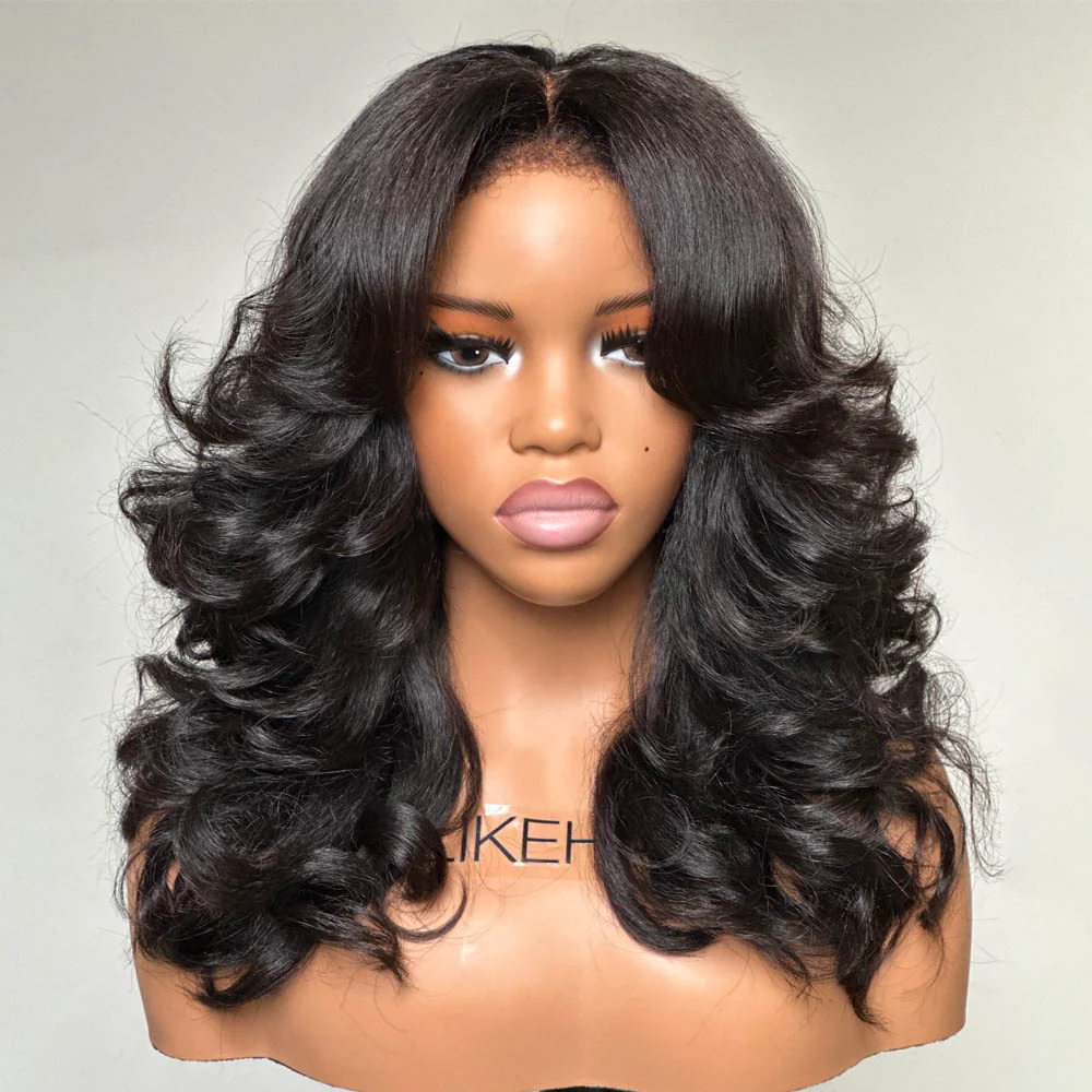 Put on & Go Layered Wavy Glueless HD Lace With Kinky Edges Wig