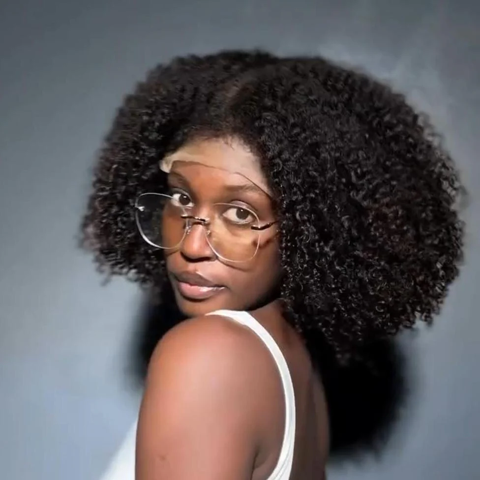 Volume Jerry Curly Wig 5x5 Lace Bob With Kinky Edges