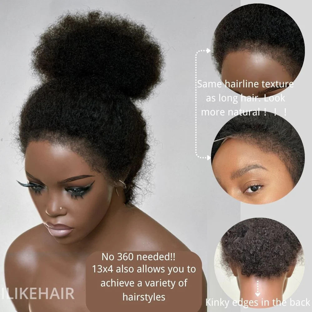 Afro Kinky Curly With Kinky Edges HD 13x4 Lace Front Wig