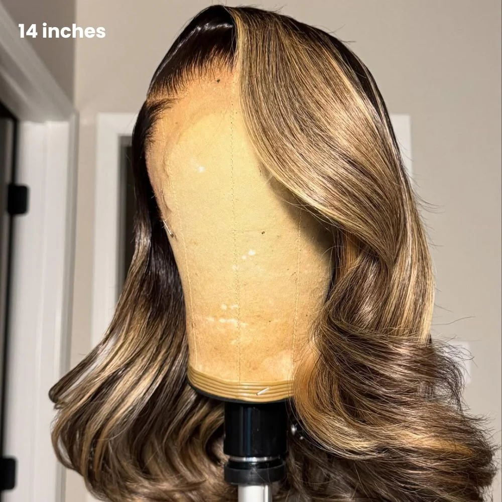 Side Part Ombre Highlight Blonde Layered Wavy Lace Front Wig