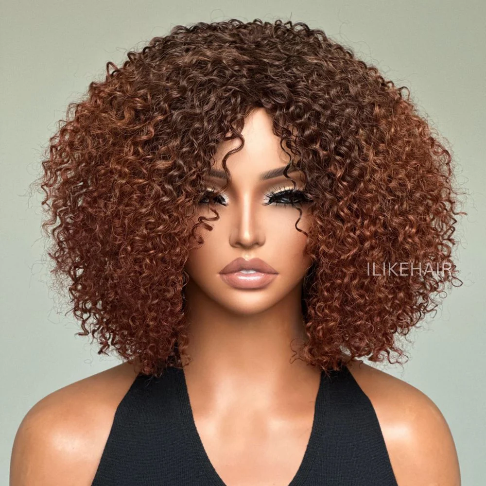 Put On & Go Ombre Auburn Brown Kinky Curly Wig